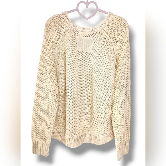 New Free People We The Free Heirloom Collection Linen Open Knit Sweater Large - Picture 3 of 7